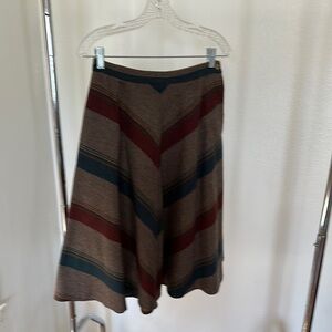 Vintage 1970’s Striped Brown and Red Women's Skirt